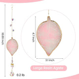 Hanging Crystal Suncatcher, Sun Catchers Indoor Window, Leaf-Shaped Crystal Hanging Ornament, Hanging Crystals for Decoration, Birthday Gift (Pink)