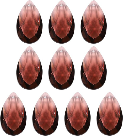 PATIKIL K9 Crystal Pendants Teardrop Beads, 10 Pack 38mm Chandelier Prisms DIY Dark Brown