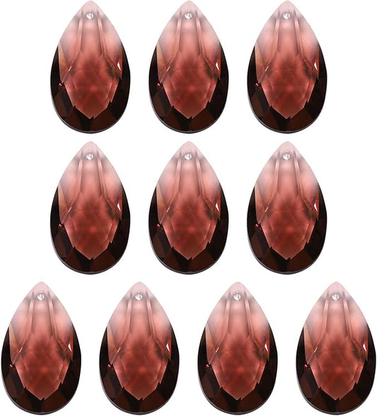 PATIKIL K9 Crystal Pendants Teardrop Beads, 10 Pack 38mm Chandelier Prisms DIY Dark Brown