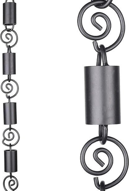 RainChains Pacific Spiral Rain Chain 8.5ft Black Aluminum Premium Rain Chains for Gutters Decorative Chain.