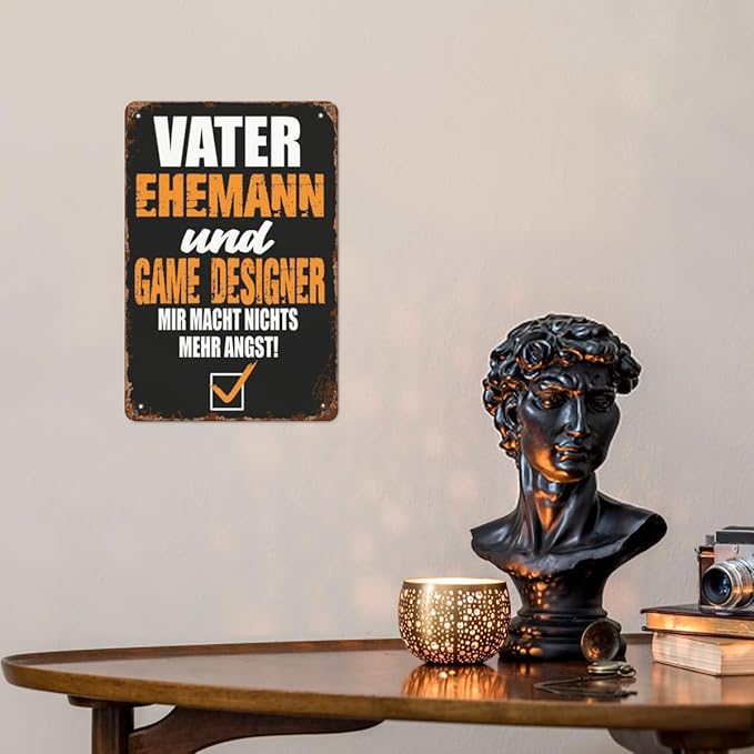 Vintage Retro Metal Wall Decor Signs Father Husband and Game Designer for Home,Kitchen,Bathroom,Patio & Garden Inspirational & Funny Life Quotes 8x12 Inches