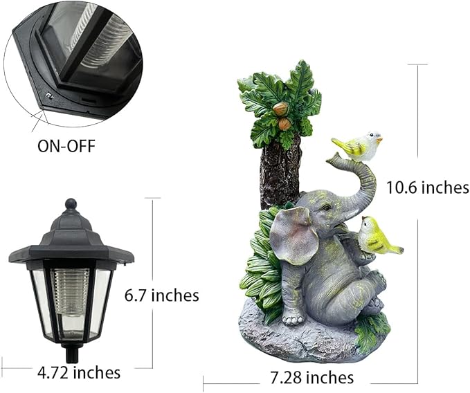 Solar Elephant Garden Statue, Outside Elephant Statue with Lantern Perfect for Balconies, backyards, or lawns—A Unique Birthday or Housewarming Gift for Women, Mothers, or Grandmothers