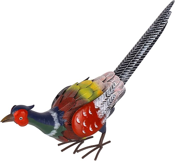 Colorful Metal Pheasant Garden Statue Decor Lawn Ornament Outdoor