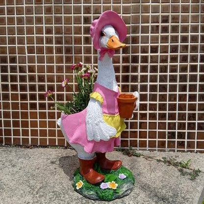Duck Garden Statue Planter - Duck Succulent Flowerpot, Resin Animal Figurine for Indoor Outdoor Patio, Balcony, Office Desk Decor & Housewarming Gifts