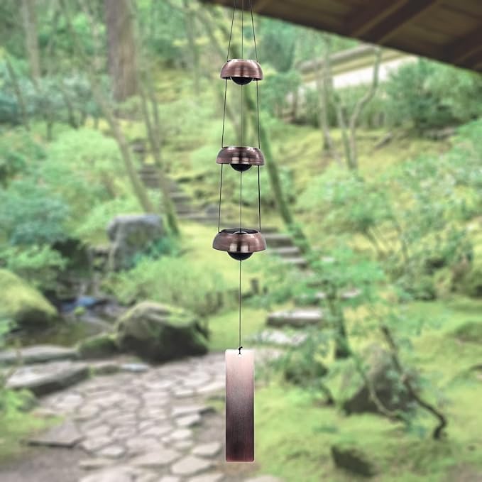 Temple Bells Wind Chimes Large,Red Copper Peace Memorial WindChimes Outdoors,Fengs Shui Japanese Wind Bells for Outside,Sympathy Chime Gift for Mom/Someone Who Loves Peace,Energy Garden Wind Bell