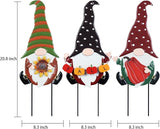 YEAHOME Fall Decorations for Home Outdoor, 3 Pack Gnomes Decorative Garden Stakes for Fall Decor, Autumn Metal Yard Signs for Outside Garden Lawn Porch Thanksgiving Decorations
