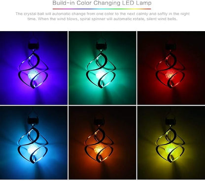Powstro Solar Hanging Lamp, Wind Sparkling Crystal Ball Color Changing LED Ornament for Lawns and Gardens