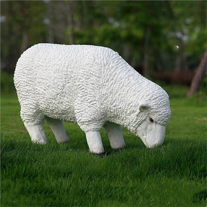 Sheep Garden Statue, Simulation Sheep Sculpture, Outdoor Resin Lamb Standing Ornament, Farm Animal Statue for Farm, Yard, Lawn(25.6x8.7x16.5in)