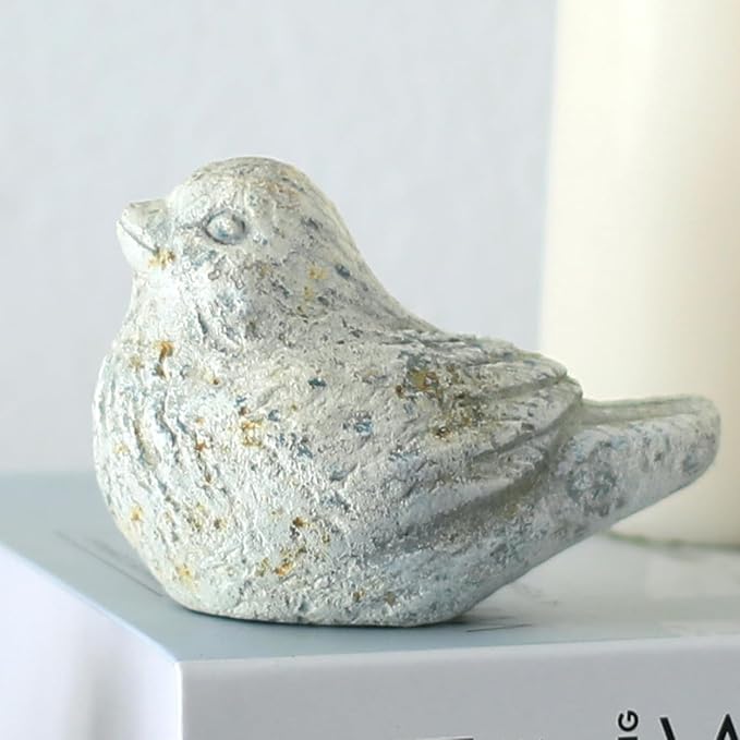 BIG FORTUNE Outdoor Bird Statues Bird Decor Figurines for Home Cement Bird Sculpture for Patio Yard Lawn Ornament, Indoor Outdoor Stone Bird Decorations Statue 1pc