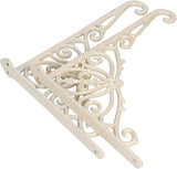 Sungmor Decorative Cast Iron Wall Bracket for Hanging Baskets – 2 Pack Heavy Duty Plant Hanger Hook for Outdoor/Indoor Use – Vintage White Metal Hanging Bracket for Lanterns, Bird Feeders, Signs