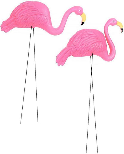 Zugar Land Large Pink Flamingo Yard Ornaments (Pack of 2 Different Designs) Tall. Great Garden Decor