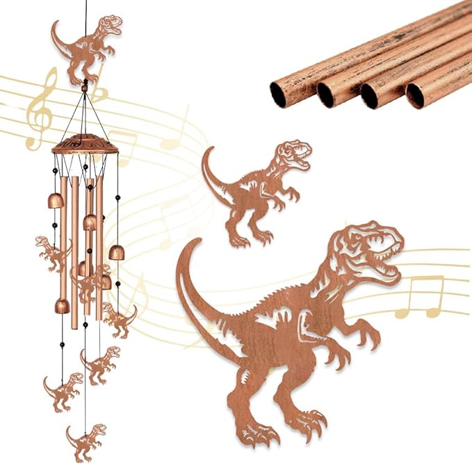 Dinosaur Wind Chimes for Outside Garden Wind Chime Dinosaur Wind Chimes Outdoor Memorial Sympathy Gifts for Women Men Metal Windchimes for Outdoors, Indoors, Patio, Garden, Yard, Home Decor