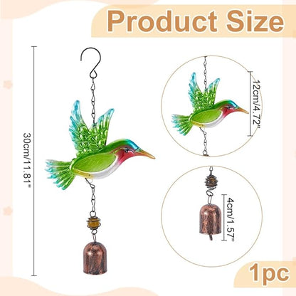 WADORN Metal Hummingbird Wind Chimes, Funny Birds Wind Bells Lucky Hummingbird Hanging Windchimes Garden Decorations for Indoor Outdoor Yard Patio Home Garden Balconies Ornament Housewarming Gifts