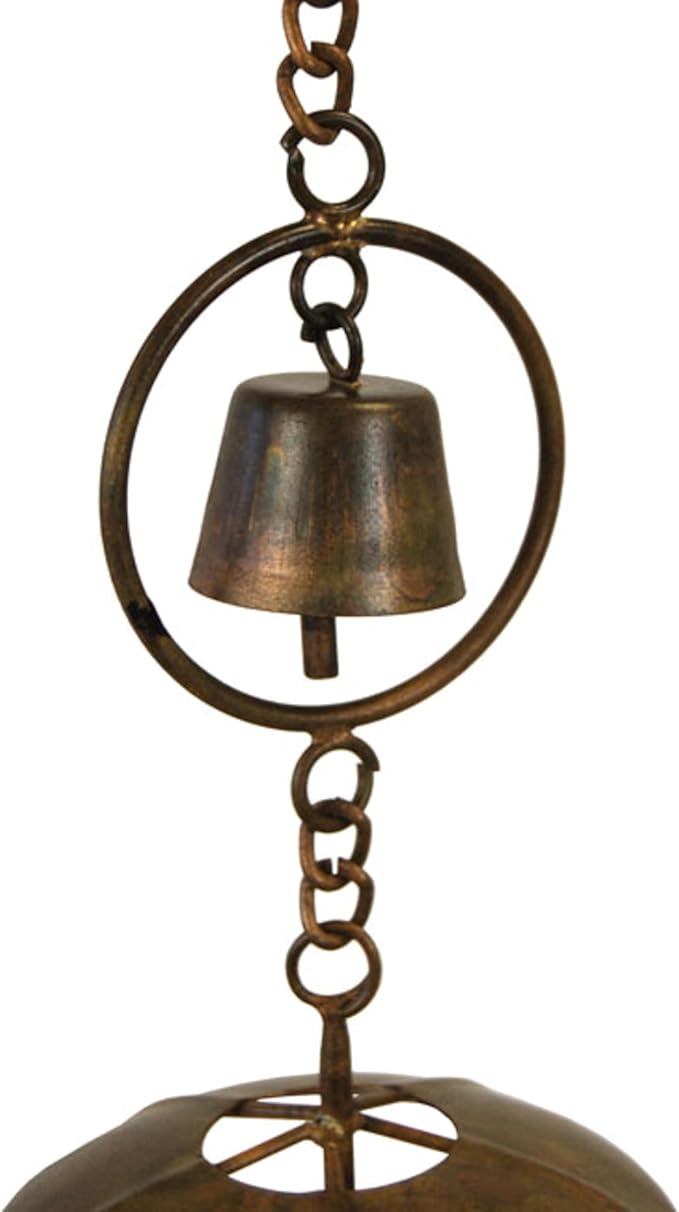 Ancient Graffiti Umbrella & Bell Rain Chains, Copper Colored, Pack of 2