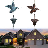 FABULETTA 8.5ft Metal Rain Chain for Outdoor Eaves Decoration, Vintage Garden Pendant with Rust-Resistant Design for Patio or Yard Water Flow(Blue)
