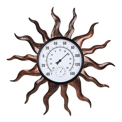 VEWOGARDEN Sun Outdoor Thermometer Waterproof Large Metal Indoor Outdoor Thermometer for Patio, Garden & Home Decor