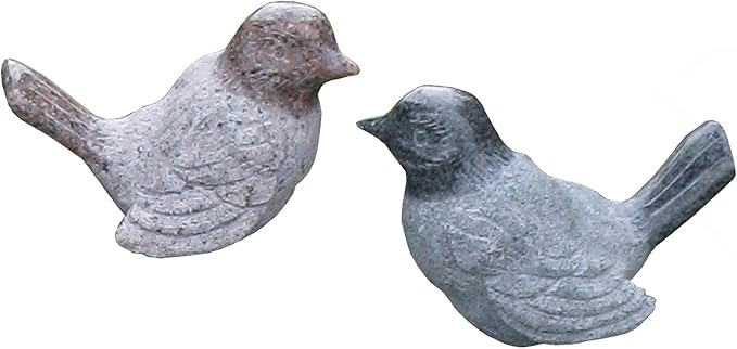 Bird Decor - 5" 1pc Granite Bird Statue for Outside, Outdoor Bird Figurines for Bird Bath, Bird Garden Decorations, Yard Statues, Bedroom Decor, Living Room, Office Shelf Decor