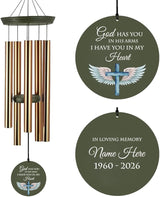 Personalized Wind Chimes, in Loving Memory of Sympathy Wind Chimes, Cross Memorial Wind Chime, Loss of Loved Dad/Mom, Heaven Wing Funeral Gifts, Listen to the Wind, Produced in USA