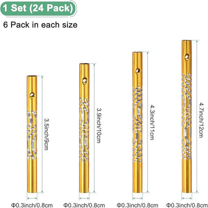 M METERXITY 24-Pack Wind Chime Tubes, 4 Sizes Aluminum Metal Wind Bell Empty Tubes for Outside/Adults Arts and Crafts/DIY [Yellow]