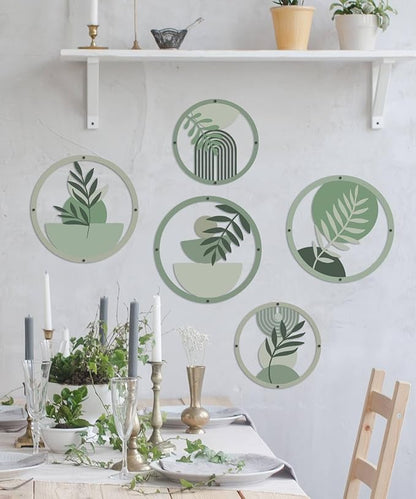 Putuo Decor 5 Pcs Boho Wall Art Set, Bohemian Minimalist Geometric Wall Hanging Decor, Nature-Inspired Farmhouse Nursery Decoration for for Apartment Living Room Bathroom Bedroom Above Bed