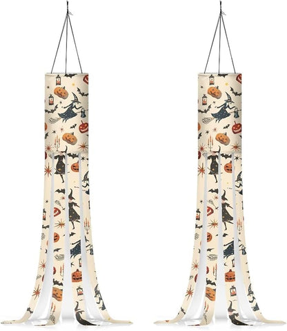 Jeiento Halloween Ghost Windsock 2 Pack Holiday Party Wind Socks for Home Yard Outdoor Decor 40 Inch Wind Sock Outdoor Hanging Decor,