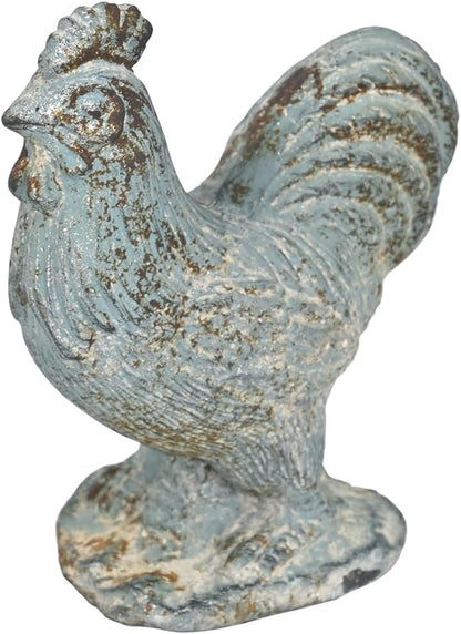 Rooster Statue Chicken Figurine Cement Rooster Figurine Figurines Artwork for Outdoor, Backyard, Patio and Home Kitchen Decoration(Dark Blue)
