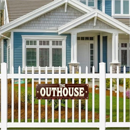 Vintage OutHouse Tin Sign 16x4 Inch Outhouse Design - Great for Backyard, Patio, Outdoor Rural Decor