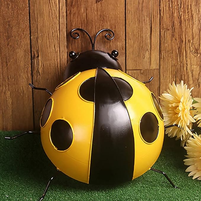 TOYANDONA 3pcs Simulated Ladybug Decorations Outdoor Iron Art Adornments Extra for Garden Lawn and Vibrant Ladybug Ornaments for Backyard and Landscape