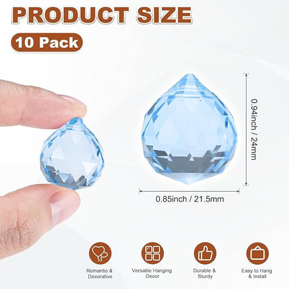 M METERXITY 10-Pack Crystal Ball Prisms, 24mm/0.94 Inch Chandelier Pendant Maker Hanging Crystals Chandelier Prisms for Home/Windows/Garden/DIY Decoration[Silver]