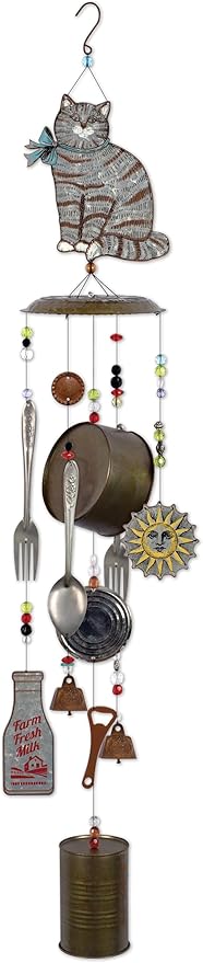 Sunset Vista Designs Farm Cat Metal Wind Chime Galvanized
