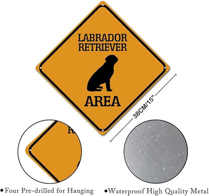 Labrador Retriever Crossing Xing Sign Beware of Dog Metal Sign Labrador Retriever Warning Sign Crossing Zone Sign for Farm Yard Front Door Indoor Outdoor Street Sign 15x15in