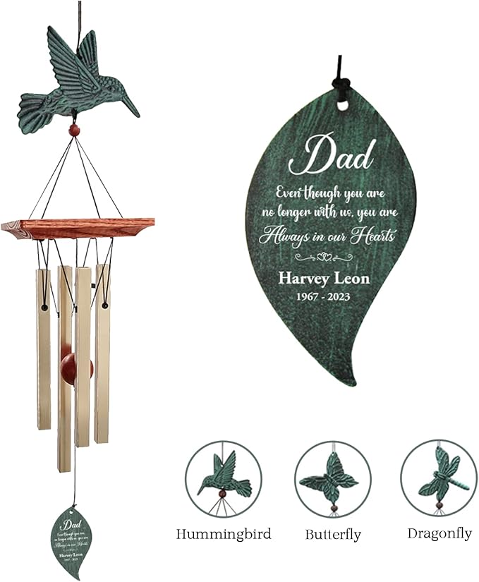 ASTARIN Memorial Custom Wind Chimes for Loss of Loved One, Wind Chimes for Patio Yard Decor, 24'' (Condolences-9)