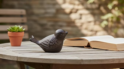 Comfy Hour 3.5" Heavy Duty Cast Iron Bird Figurine, Decorative Vintage Brown Sparrow Statue for Farmhouse Home Decor, Shelf, Mantel & Tiered Tray, Bird Lovers Gift, 1 pc