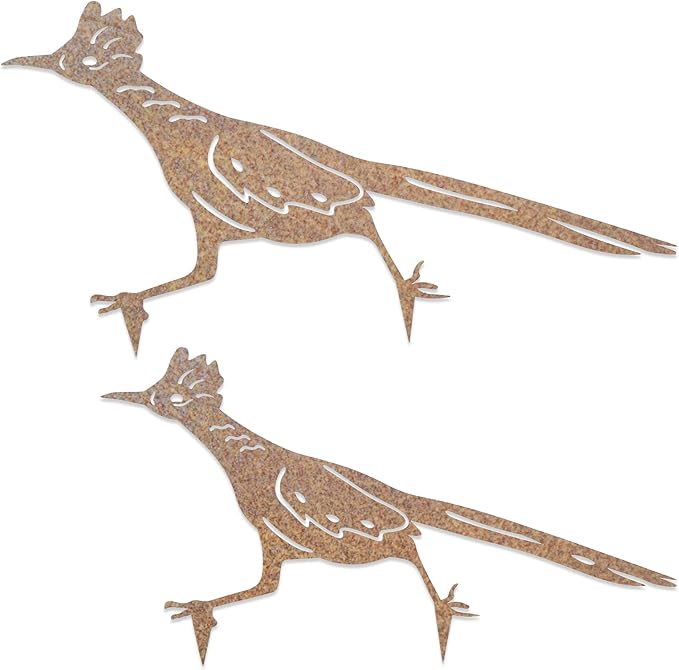2 Pcs Roadrunner Garden Art Metal Yard Art Decorative Garden Stakes Southwest Desert Bird Decor for Garden Yard Metal Yard Ornaments Bird Art Mexican Roadrunner Gifts (Retro)