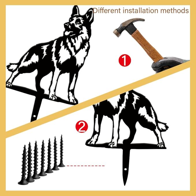 SUPERDANT Metal Dog Garden Decor for Outside Sheepdog Shepherd Yard Stakes for Decorations Outdoor Statues Iron Art Stake Decorative Silhouette Lawn Ornament Patio Porch Farmhouse Decoration Gifts