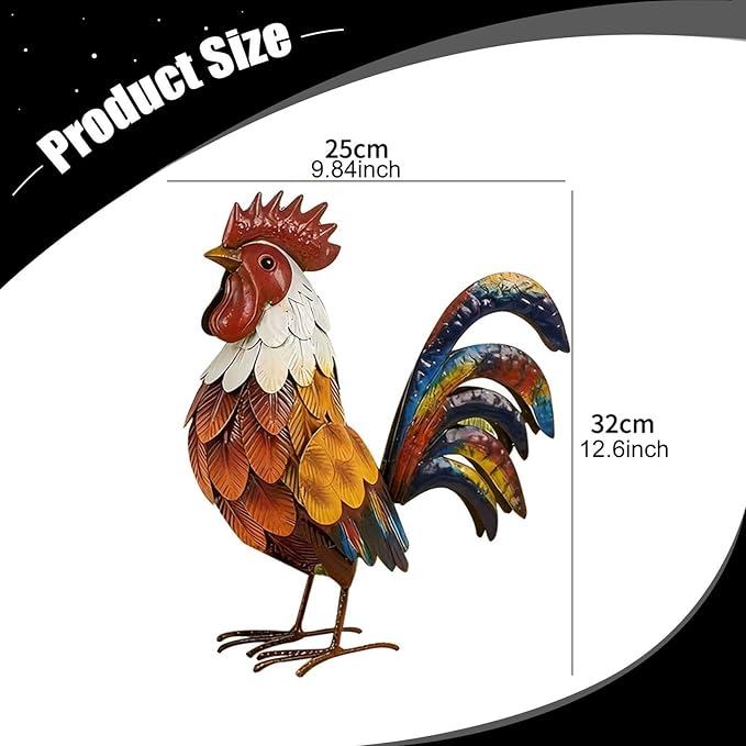 HouseVibe Outdoor Garden Statue Lawn Ornament Metal Figurine Yard Sculpture for Patio Outside Home Backyard- White Red Yellow