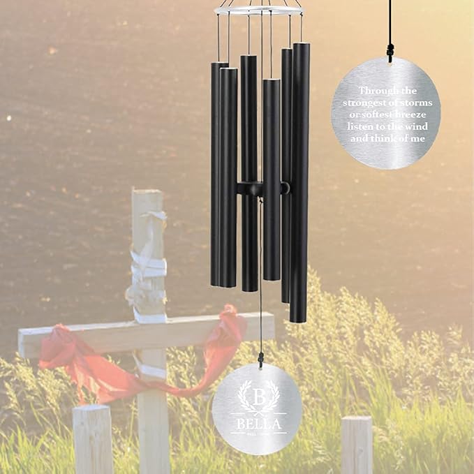 ASTARIN Personalized 30" Bereavement Wind Chimes for Outside, Memorial Gift in Remembrance of a Loved One, Sympathy Gift for Loss of Mother Father Husband, Garden Patio Decor