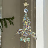 Hummingbird Suncatcher for Window Hanging - Rhinestones Bird with Crystal Prisms Rainbow Maker Pendant for Patio Hallway Indoor Home Decor.