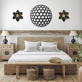 Metal Flower Wall Art Decor, 10“ Rustic Modern Floral Sculpture, Distressed Iron Wall Hanging Home Decoration Accent Artworks for Indoor Kitchen Bedroom Living Room Office Outdoor Garden Patio