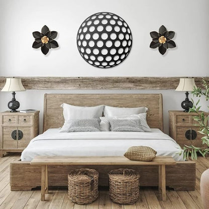 Metal Flower Wall Art Decor, 10“ Rustic Modern Floral Sculpture, Distressed Iron Wall Hanging Home Decoration Accent Artworks for Indoor Kitchen Bedroom Living Room Office Outdoor Garden Patio
