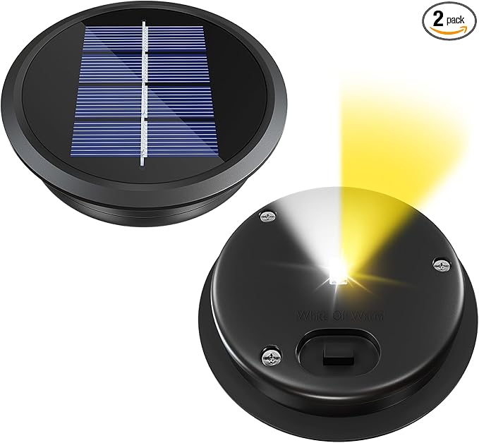 2 Pack Solar Light Replacement Tops(3.34 Inch Top, 2.83 Inch Bottom), Waterproof Replacement Solar Lantern Parts for Outdoor Hanging Lanterns DIY Table Lights Garden Patio Decor