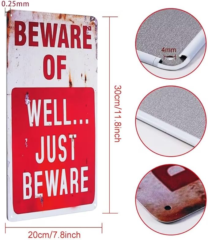 Halloween Decoration Signs Retro Chic Metal Signs for Outdoor Yard Signs or Indoor Halloween Decor Signs-No Trespassing We're Tired of Hiding The Bodies & Beware of Well Just Beware.