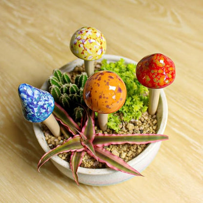 Mushroom Outdoor Decor 6pcs Colorful Ceramic Mushroom Home, Garden, Planters, Yard, Lawn Ornaments Stakes (5.12inch)
