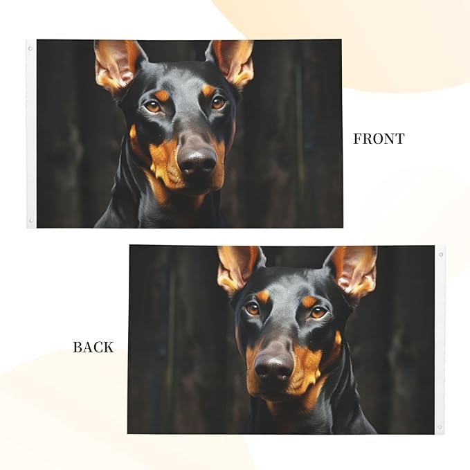 doberman Flag 3x5 Ft Outdoor Heavy Duty Double Sided Garden Flag Vivid Color and Fade proof - Yard Flags for Outside Holiday Banner with Grommets, Wall Art Hanging Poster