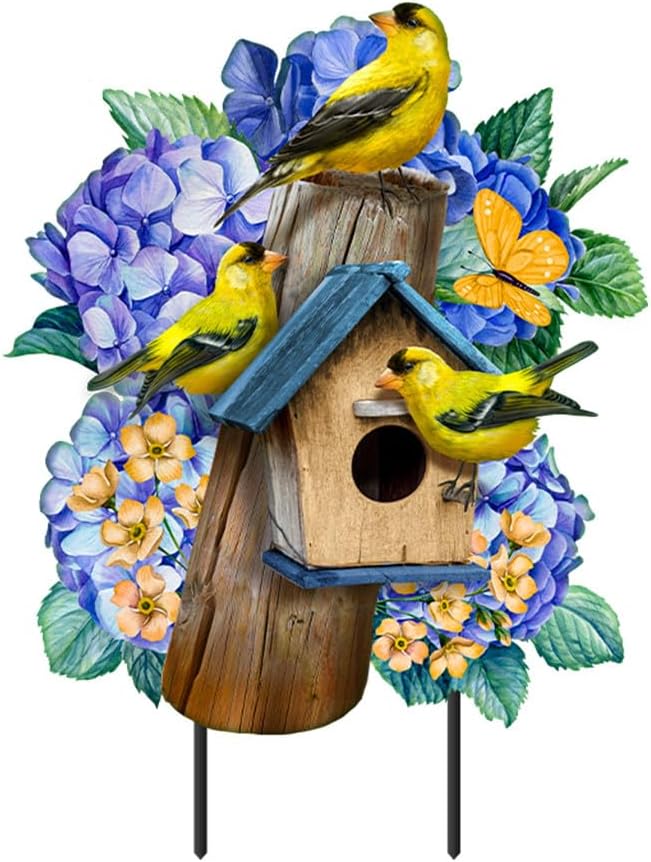 Briarwood Lane Goldfinches and Hydrangea Metal Art