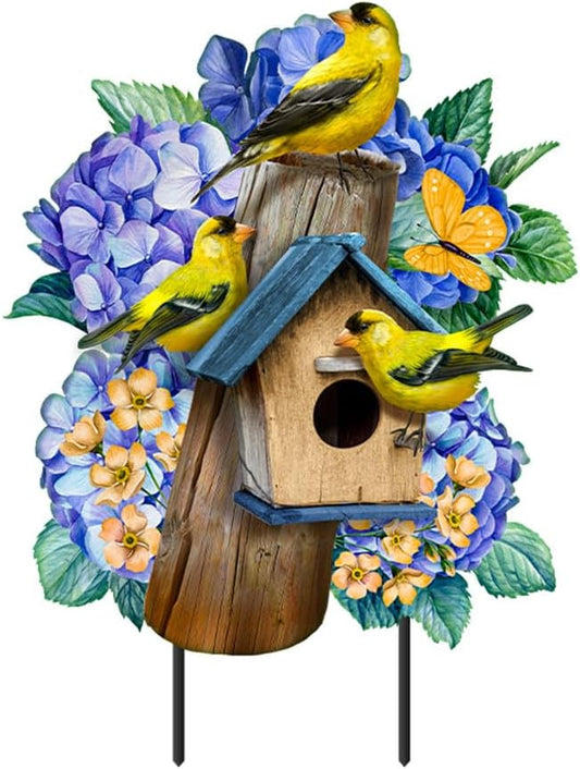 Briarwood Lane Goldfinches and Hydrangea Metal Art