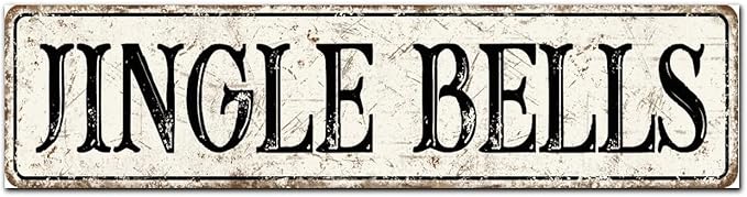 Madcolitote Ancient Retro Jingle Bells Wood Sign Jingle Bells Street Signs Customized Rustic Wooden Wall Art Farmhouse Wall Decor Kitchen Home Decor Signs Wall Hanging Sign 6x24in