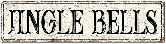 Madcolitote Ancient Retro Jingle Bells Wood Sign Jingle Bells Street Signs Customized Rustic Wooden Wall Art Farmhouse Wall Decor Kitchen Home Decor Signs Wall Hanging Sign 6x24in