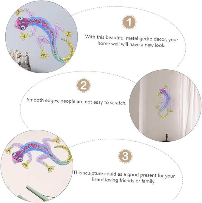 PAREKS 2pcs Gecko Ornament Outdoor Enclosure House Decorations for Home Outdoor Statues Hanging Glass Sculpture Metal Hanging Lizard Garden Iron Gecko Ornament Gecko Hanging Crafts Puppet/1535