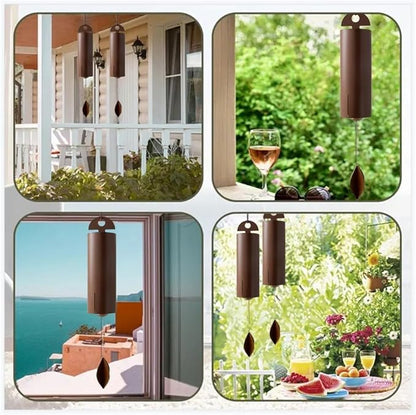 Outdoor Wind Chimes Heroic Windbell Antique Wind Bell, Deep Resonance Serenity Bell, Metal Cylinder Wind Chimes Windchime for Outdoor Garden, Patio, Porch Wind Bell, Deep Tone Sound (Brown)